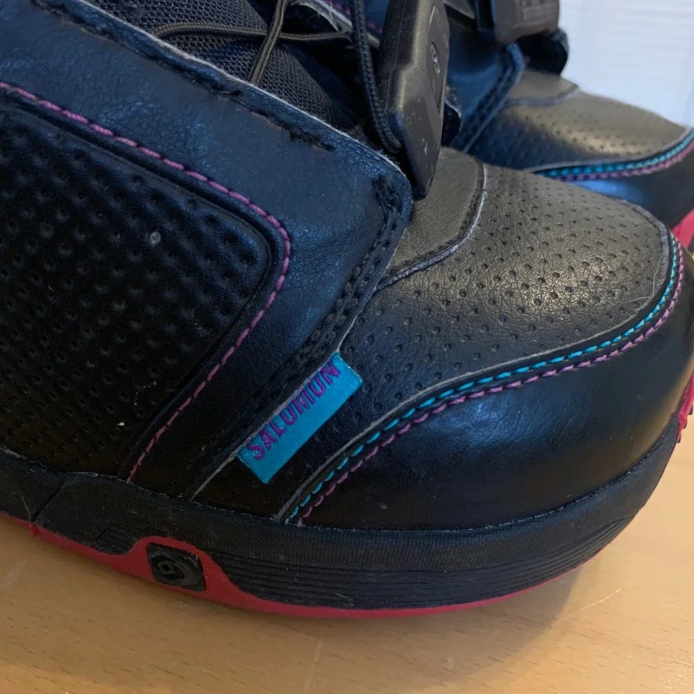 Salomon Pearl Womens Snowboard Boots US‎ Sz 5 Black Sure Lock Auto Fit Contagrip